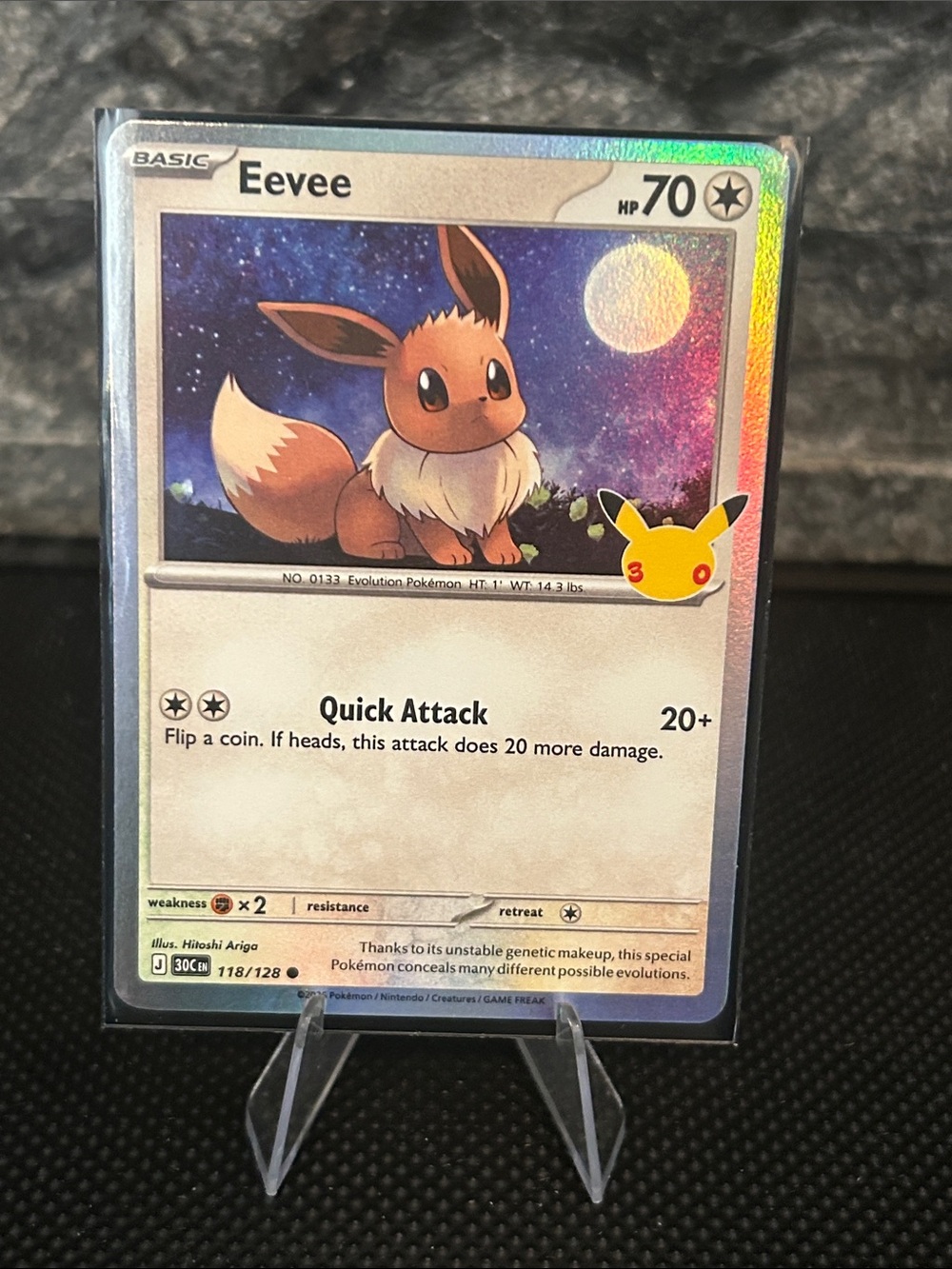 Pokemon Eevee 118/128 Holo STAMPED 30th Anniversary Celebrations M/NM
